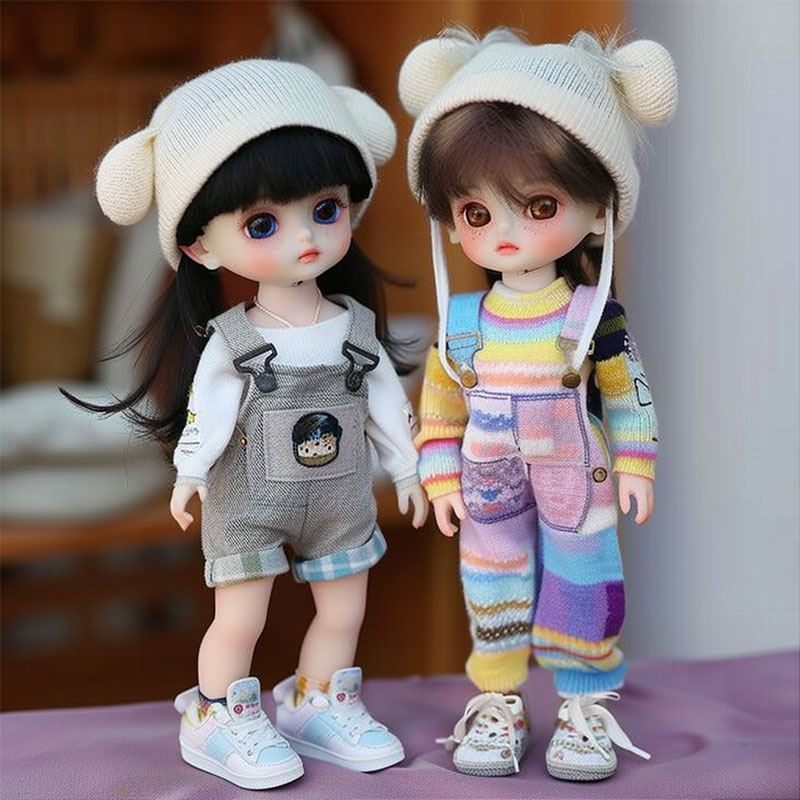 定制棉花娃娃有骨架公仔換穿衣服姐妹一對過家家穿背帶褲玩偶