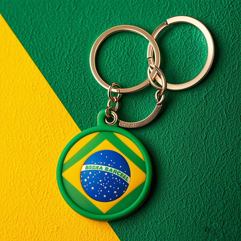 東莞廠家定制巴西足球鑰匙扣掛件小飾品紀(jì)念品零錢(qián)包掛件扣環(huán)