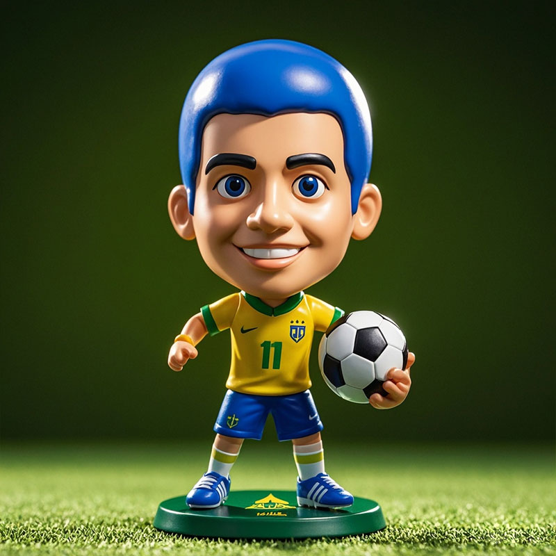 東莞工廠巴西足球人偶公仔開(kāi)模定制精品桌面手辦擺件PVC塑膠玩具