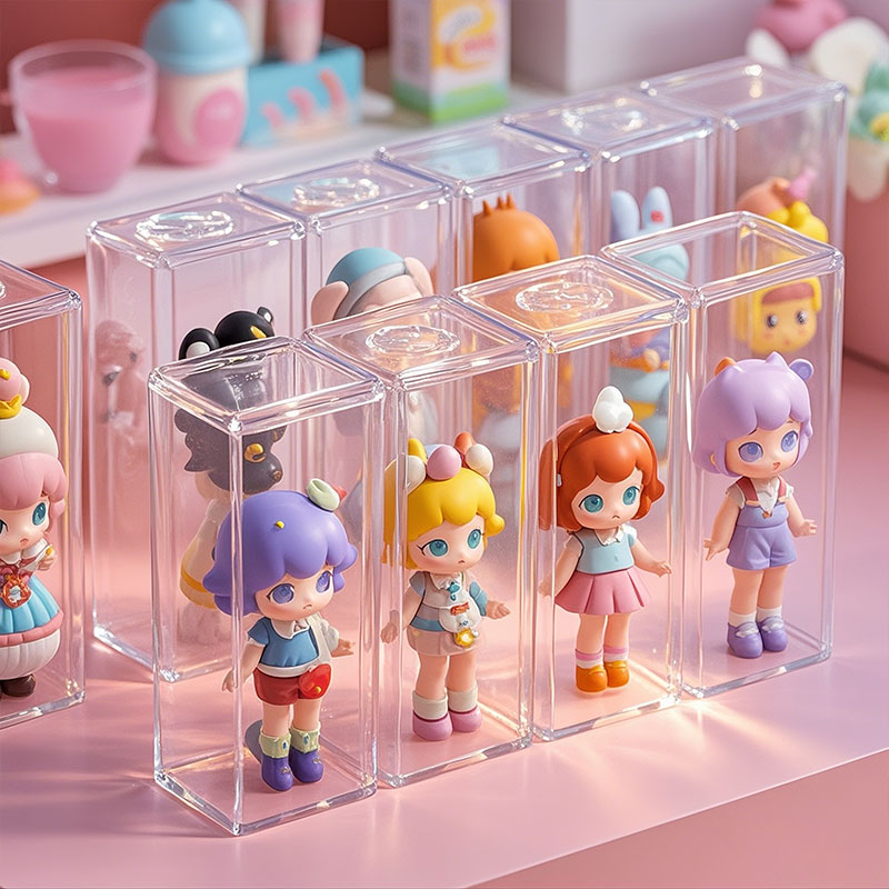 定制防塵收納盒手辦盲盒娃娃收納盒桌面展示透明塑膠pvc盒子工廠(chǎng)