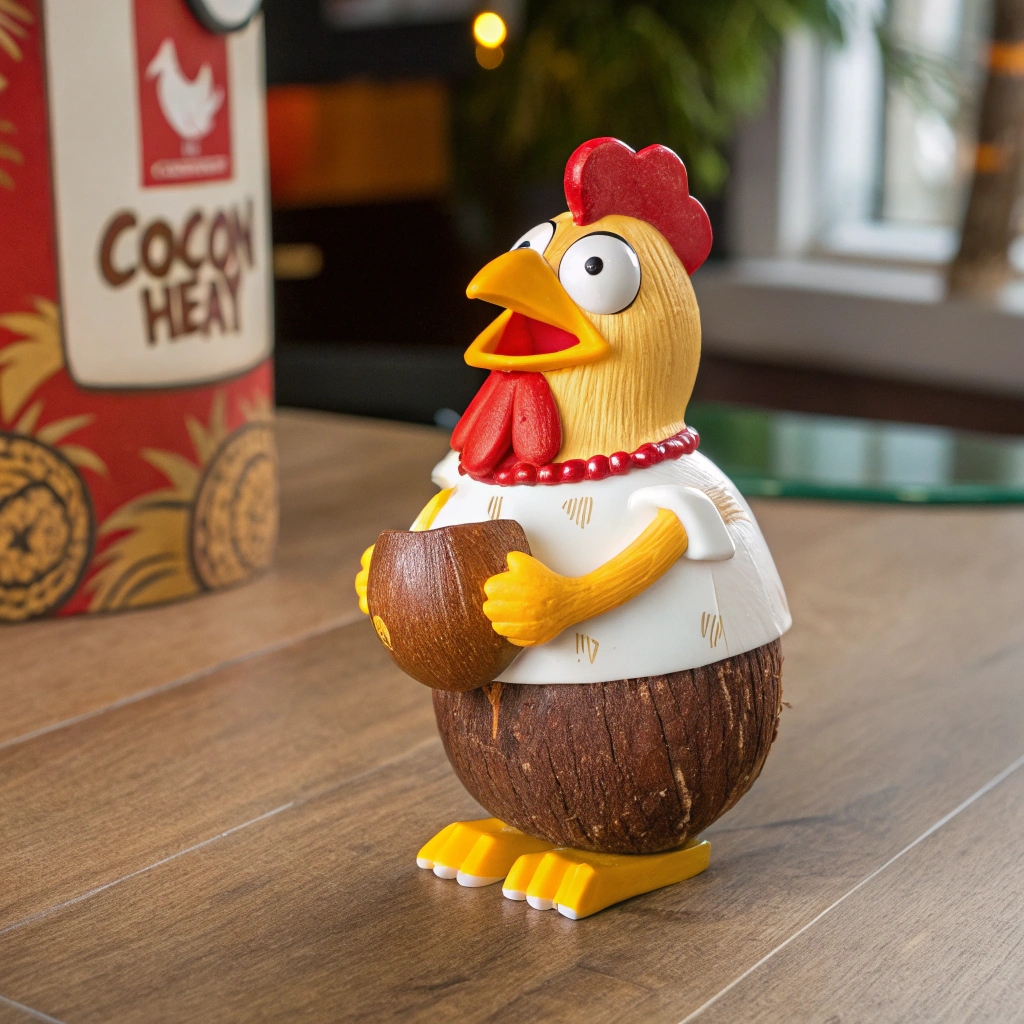 定制呆萌椰子雞餐飲品牌IP形象塑膠玩具彩色噴漆文旅創(chuàng)意紀(jì)念品